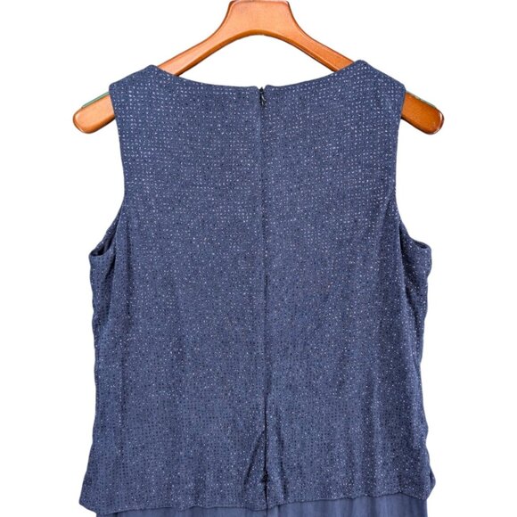 Alex Evenings Maxi Dress Gown Blue Embellished Sleeveless Formal Cocktail Sz 10 - Picture 3 of 11